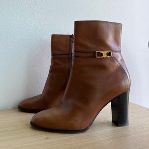 CELINE Triomphe Leather Ankle Boot